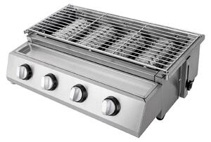 Barbecue, 4 bruciatori, portatile a gas GPL, argento