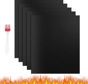 Tappetino in silicone per griglia, resistente al calore, a quattro strati, 40 x 33 cm, superficie nera