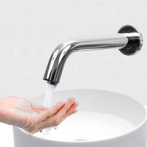 Rubinetto a infrarossi in acciaio inossidabile con finitura argento, adatto per bagno e toilette