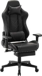Sedia da gioco - Pelle finta nera - Ergonomica - Regolabile in altezza - Con poggiapiedi - Sedia da gioco e da ufficio