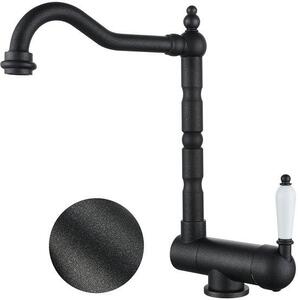 Rubinetto da cucina in ottone, ribaltabile a 180°, girevole a 360°, nero opaco