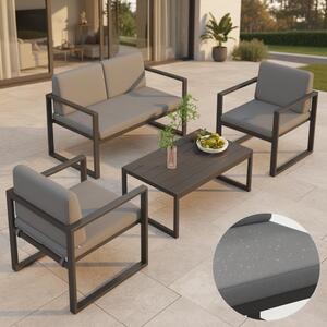 Mucola set di sedute in alluminio 4 pezzi set da pranzo lounge resistente alle intemperie tavolo grigio mobili da giardino balcone