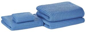 Set di 4 asciugamani da bagno e tappetino da bagno per ospiti in cotone blu Zero Twist Beliani
