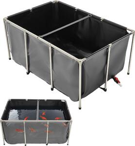 Acquario Koi in tela 1023,3L - Laghetto per pesci con finestra trasparente - Accessori per acquari grandi per laghetti