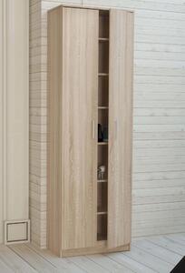 Armadio tuttopiani 2 ante da interno in legno nobilitato bilaminato Linea Classic - Legno marroncino mix grigio