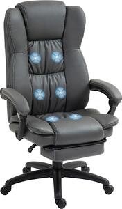 Sedia da ufficio Vinsetto, sedia girevole regolabile con poggiapiedi, poggiatesta, sedia da scrivania ergonomica con funzione reclinabile, funzione massaggio, grigio scuro