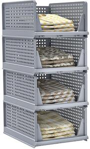 Organizer per armadio, 4 pezzi, grigio, 33x43x18,5 cm, plastica