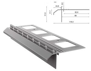 Profilo di grondaia in alluminio Renoplast K20R pavimento in resina, profilo 200 cm, grigio