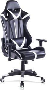 Happyment Gamestoel Liverpool - Sedia ergonomica da gioco e da corsa - - Con schienale e braccioli - Altezza regolabile - Bianco/nero
