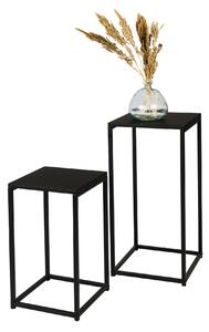 Set di 2 tavolini - Design minimalista in metallo - Tavolini moderni di altezza 74 cm e 54 cm - Tavoli da salotto - Nero