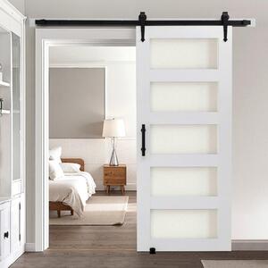 Sistema di porte scorrevoli con kit di ferramenta 914x2134mm - Porta scorrevole in MDF con vetro smerigliato - Porte interne design