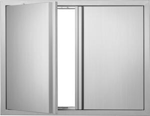 Porta di accesso al barbecue in acciaio inox, 787 x 609 mm - Doppia porta esterna della cucina - Porta in acciaio inox montata verticalmente - Maniglie a scomparsa - Isola barbecue, postazione barbecue, mobile da esterno