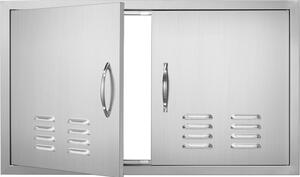 Porta di accesso al barbecue, 914 x 534 mm, Doppia porta esterna della cucina, Porta in acciaio inox a incasso, Porta verticale a parete con maniglie e fessure di ventilazione per l'isola barbecue, Stazione barbecue, Armadio esterno