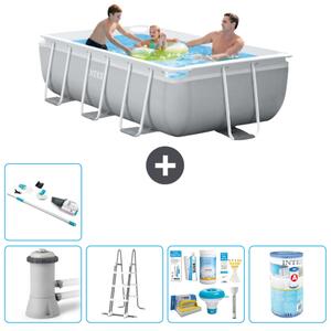 Piscina Intex con struttura a prisma rettangolare - 300 x 175 x 80 cm - grigio - inclusa pompa - pacchetto manutenzione scala - filtro - aspirapolvere