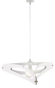 Onyx Sospensione con diffusore taglio laser in ferro laccato bianco e rifiniture cromo lucido con cavo elettrico regolabile 1 luce 120 Ø51