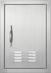 Porta di accesso al barbecue, 356 x 508 mm - Porta per cucina esterna in acciaio inox - Porta verticale a parete con fessure di ventilazione - Ingresso a presa facile - Per isola barbecue e mobile esterno