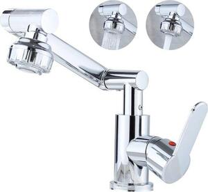 Rubinetto per lavabo con 2 tipi di getto, rotazione a 1080°, miscelatore, acqua calda e fredda