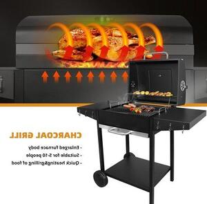 Barbecue a carbonella con regolazione della temperatura, nero, 2 ruote