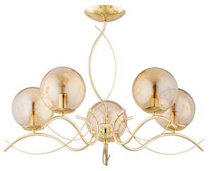 Lampadario ELITA oro-ambra 5xE14x10W in metallo, dimensioni: 49x68x68 cm, IP20, Alfa