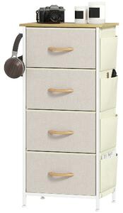 HOMCOM Cassettiera 4 Cassetti Pieghevoli con 4 Tasche e 2 Ganci, in Legno, Acciaio e Tessuto, 45x30x94.5 cm | Aosom Italy