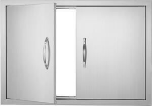 Porta di accesso per barbecue, 774 x 533 mm, doppia porta esterna per cucina, porta in acciaio inox a incasso, porta verticale a parete con maniglie, per isola barbecue, postazione barbecue, mobile esterno