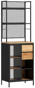 HOMCOM Credenza da cucina, con piano di lavoro, cassetti e mensole aperte, 60x40x180cm, Legno naturale | Aosom Italy