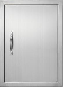 Porta di accesso al grill in acciaio inox, per isola grill e mobile esterno - 407 x 559 x 46 mm, porta verticale a parete - montaggio a incasso, maniglia inclusa