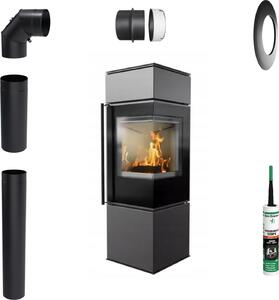 Stufa in ghisa KRATKI REN S/P 7kW Ø150 Kit di installazione con presa di corrente
