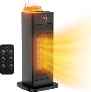 Termoventilatore ceramico a risparmio energetico - 2000 W, altezza 40,5 cm - Telecomando - Timer 1-12 ore - Con umidificatore - Verde militare