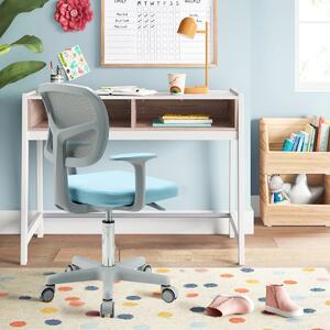 Costway Sedia per scrivania per bambini con altezza regolabile, Sedile girevole a rete con ruote con freni per casa Blu