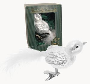 Addobbo di Natale dipinto a mano Sparrow Ice White