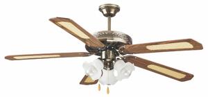 VENTILATORE SOFFITTO 5 PALE D130CM 3 LUCI MARRONE in Acciaio - legno Marrone, dimensioni 130x130x H 0.001 cm