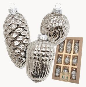 Set di 9 addobbi per albero in vetro dipinti a mano Nuts & Cones