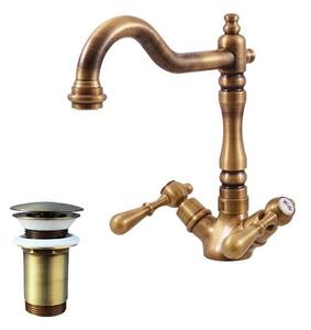 Slezák-RAV Miscelatore per lavabo Slezák RAV Morava Retro MK421/8SM Colore: ottone vecchio, Dimensione: 1/2''