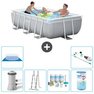 Piscina Intex con struttura a prisma rettangolare - 300 x 175 x 80 cm - grigio - inclusa pompa - pacchetto manutenzione scala - filtro - telo di fondo - aspirapolvere