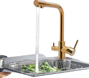 Rubinetto da cucina, bocca orientabile a 360°, doppio getto, maniglie a leva a 90°, intervallo di regolazione della temperatura 32-176 °F, realizzato in ottone e acciaio inossidabile