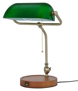 Lampada da tavolo con base in legno BANK, finitura ottone e oro, 1xE27x15W, metallo, dimensioni: 40x23x23 cm, IP20, Kaja