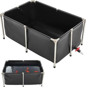 Tela per laghetto nero 1200x800x500mm - acquario Koi - vasca per pesci con volume di 480L - per koi e altri pesci ornamentali