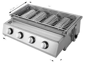 Barbecue a gas, griglia rimovibile, facile da pulire, argento