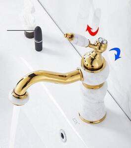 Rubinetto da bagno e da cucina in ottone dorato e marmo - Acqua calda e fredda - Rubinetto da cucina - Rubinetto da bagno dorato