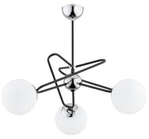 Lampada a sospensione SAGITO nera-cromata-bianca 3xE14x40W in vetro, dimensioni: 50x60x60 cm, IP20, Alfa
