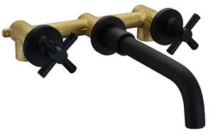 Rubinetto per lavabo, doppia maniglia, design contemporaneo, nero opaco