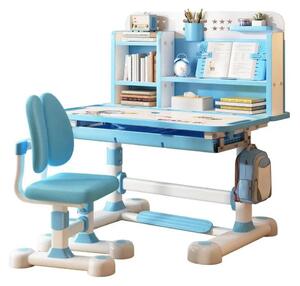 Set sedia da scrivania, regolabile in altezza, design ergonomico, 80x60x119 cm, blu
