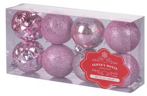 Set 8 Palle di Natale Ø6 cm in Plastica Rosa