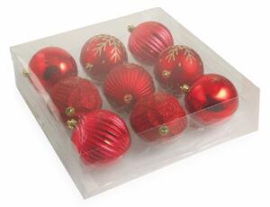Set 9 Palle di Natale Ø10 cm in Plastica Rosso