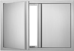 Porta di accesso per barbecue, 774 x 532 mm, doppia porta esterna per cucina - Porta in acciaio inox, a incasso - Porta verticale a parete con maniglie a scomparsa - per isola barbecue, stazione barbecue, mobile esterno