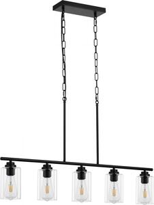 Lampadario a sospensione per isola da cucina - 5 luci - 60W E27 lampada a sospensione in stile retrò industriale - regolabile in altezza - lampadario per sala da pranzo - metallo e vetro - dimmerabile - per soggiorno, camera da letto e foyer