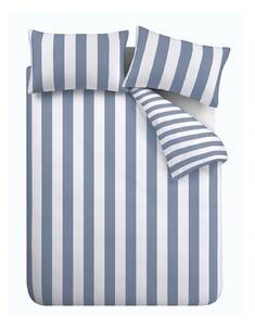 Biancheria da letto matrimoniale bianca e blu 200x200 cm Cove Stripe - Catherine Lansfield