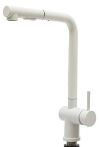 Rubinetto da cucina, ruotabile a 360°, funzione spray estraibile, BIANCO