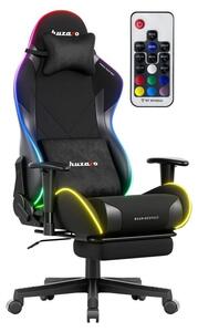 Huzaro Force 5.7 RGB Black Carbon - Sedia da gioco, illuminazione LED, braccioli 2D, poggiapiedi, inclinazione 155°, cuscino, SGS, 136 kg